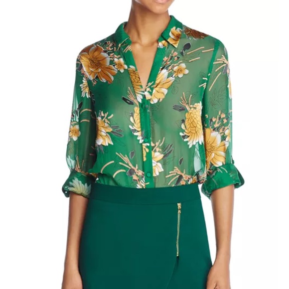 Alice + Olivia Tops - Alice and Olivia Eloise Roll-Cuff Blouse Size Small